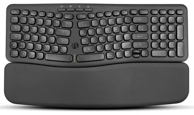 Zdjęcie produktu dla PERIBOARD-636DE - Bezprzewodowa, ergonomiczna, kompaktowa klawiatura. Ciche klawisze. Technologia podpórki na nadgarstek (możliwość odłączenia). Układ klawiszy: DE QWERTZ. Bezprzewodowa