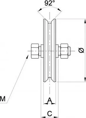 Immagine prodotto di ruota con scanalatura a V da 100 mm con 2 cuscinetti a sfera - Set di 4 pezzi