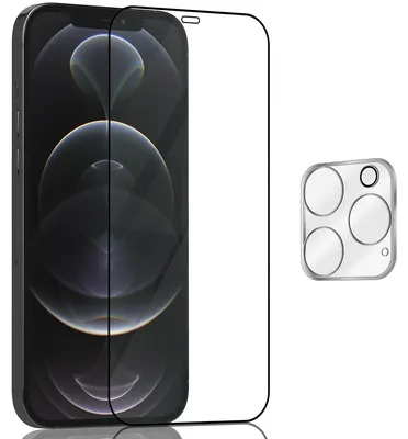 Produktbild von 1-Pack iPhone 12 Pro Displayschutzfolie & 1-Pack Kameraschutz - Gehärtetes Glas 9H - Super Qualität 3D