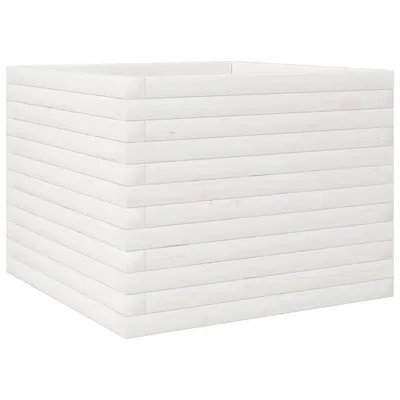 Image de Jardinière blanc 60x60x45,5 cm bois de pin massif