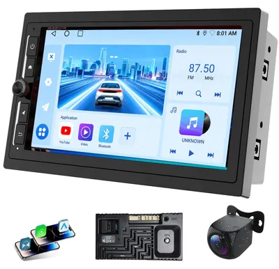 Obrázek produktu pro 2 DIN autorádio, 7palcové autorádio s bezdrátovou funkcí Android Auto a Carplay