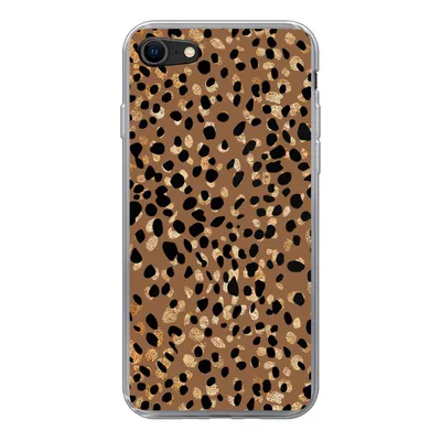 Produktbild von MuchoWow® Handyhülle Schutzhülle Hülle für iPhone SE 2020 Tiermuster - Luxus - Gold - Braun Silikon Softcase Handy Hülle - Kartenbesitzer