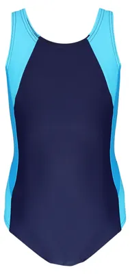 Produktbild von Aquarti Mädchen Badeanzug mit Ringerrücken, Farbe: Dunkelblau / Türkis / Himmelblau, Größe: 164