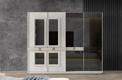 Immagine prodotto di Armadio bianco robusto Camera da letto Armadio di design Armadio in vetro