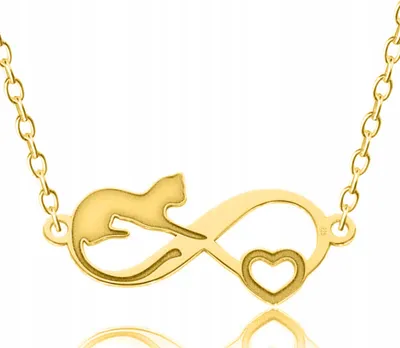 Produktbild von Goldkette mit Katze und Kätzchen, Herzmotiv, Silber 925