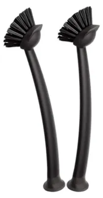2 Spülbürsten mit langem Griff, 29 cm, schwarz