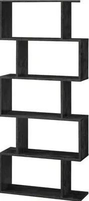 Productafbeelding van Hoppa! Vintage boekenkast - Opbergkast - Rechthoekige vakken - Kast voor boeken - Zwart - 70x24x159 cm (B x D x H)