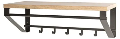 Wandkapstok mit 5 Haken, Kleiderstange, Ablage, 70x23x30 cm