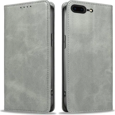 Produktbild von Handyhülle für Apple iPhone 7 Plus / 8 Plus Kunstleder Flip Cover Hülle Handytasche Case Kartenfach Farbe: Grau