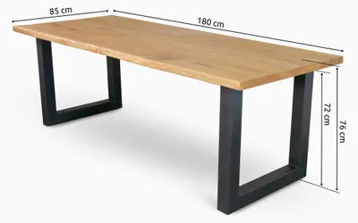 Produktbild von Massivholztisch mit Baumkante 180cm x 85cm