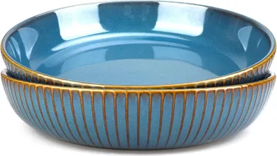 Obrázok produktu pre Porcelánová servírovacia miska modrá - sada 2 kusov - ideálna na šalát a ovocie