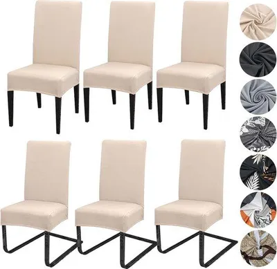 Produktbild von Famanu Stuhlhussen Set von 6 - Beige, abnehmbar und waschbar