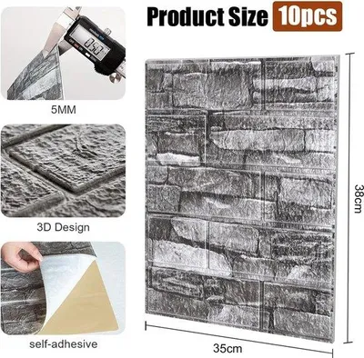 Zdjęcie produktu dla Zestaw paneli ściennych z tworzywa sztucznego, 10 sztuk, 38 x 35 cm