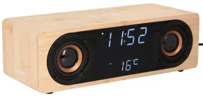 Productafbeelding van Karlsson Wecker Alarmklok Classic BT met Bluetooth-luidspreker en oplaadstation, bamboe