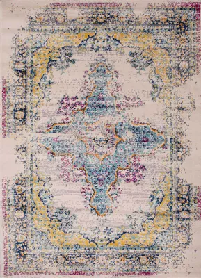 Produktbild von Wohnzimmer Teppich Vintage Look Designer Kurzflor Teppich in Bunt, Maße:120x170 cm