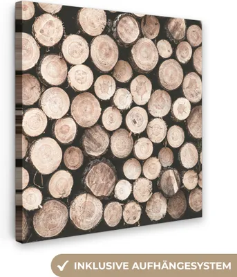 Produktbild von MuchoWow® - Leinwandbilder - Baumstämme - Winter - Natur, Wandbild, Wanddeko Bilder Wohnzimmer, 90x90 cm