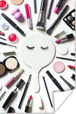 Produktbild von MuchoWow® Poster Gesichtsspiegel mit Make-up 80x120 cm - Papierdruck