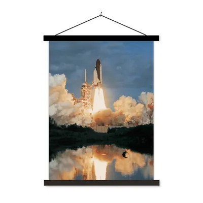 Produktbild von MuchoWow® Textilposter Start einer Raumfähre 90x120 cm mit schwarzem Rahmen - Dekoration