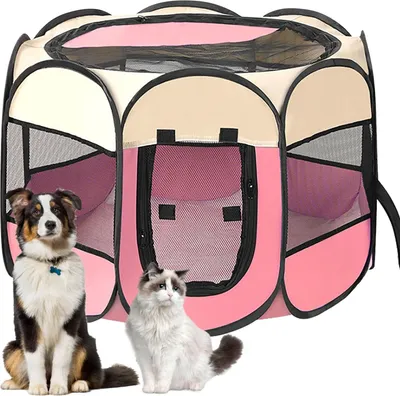 Produktbild von Famanu Hundebox Tragbar - Faltbar - Rosa - Oxford Stoff - Größe S