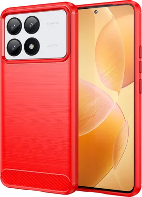Produktbild von Hülle für Xiaomi Redmi K70 Carbon-Faser Weich TPU Silikon Stoßfest Handyhülle Rot