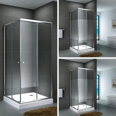 Produktbild von Glasdusche Werra Set 14 cm  Gestreift Größe: 80 x 80 x 190 cm  mit Duschtasse und Ablauf