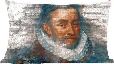 Produktbild von MuchoWow® Zierkissen Sofakissen Wohnzimmer Dekokissen 60x40 cm Wilhelm von Oranien - Adriaen Thomasz - Zeitungsartikel - Kopfkissen - Polster mit Foto