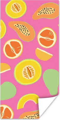 Produktbild von MuchoWow® Poster Obst - Muster - Rosa 60x120 cm - Wandschmuck