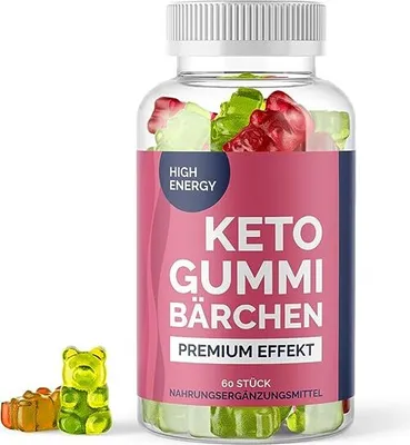 Produktbild von Keto Gummibärchen - Fruchtgummies mit natürlichem Pflanzenaroma - Monatsvorrat mit 60 Stück pro Packung (1x)