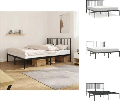 Produktbild von vidaXL Bettgestell mit Kopfteil Metall Schwarz 140x200 cm -  Betten & Bettgestelle