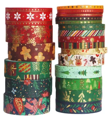 Produktbild von 21 Rollen Weihnachten Washi Tape Set - Dekorative Masking Tape mit Weihnachtsbaum- und Schneeflockenmotiv, Ideal für DIY Handwerk, Scrapbooking und Geschenkverpackung | Weihnachten Basteln, Geschenke verpacken