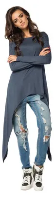 Produktbild von Longshirt mit verlängerte Saumenden Asymmetrisch; Grafit 2XL/3XL 44/46