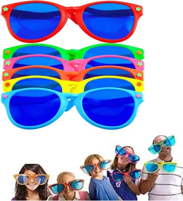 Zdjęcie produktu dla Okulary przeciwsłoneczne jumbo pakiet 6 sztuk, kolorowy plastik, na kostiumy imprezowe