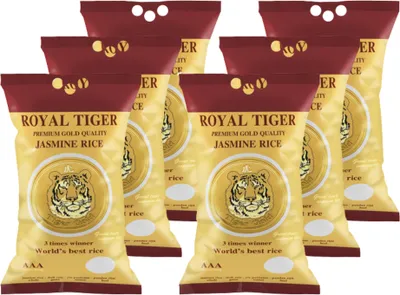 Produktbild von Royal Tiger Jasminreis Duftreis Premium Gold, 6x 5kg Beutel, Langkornreis
