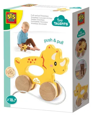 Image de SES CREATIVE Pousser et tirer 2 en 1 - Tricératops en bois 13203