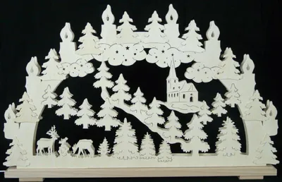 Produktbild von Schwibbogen mit Waldtieren Kirche und Beleuchtung BxHxT 70x45x7cm NEU