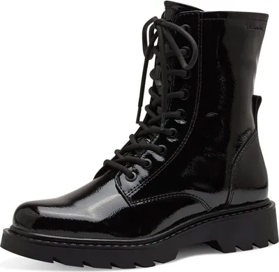 Produktbild von Tamaris Damen Stiefelette Reißverschluss Schnürung coole Zackensohle 1-25908-41, Größe:37 EU, Farbe:Schwarz