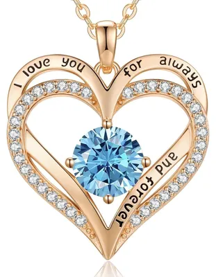 Produktbild von Halskette Damen Herz Anhänger 925 Sterling Silber Rosévergoldet mit Geburtsstein