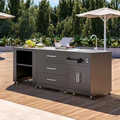 Image de Cuisine d'extérieur 3 éléments avec évier - Oviala Memphis