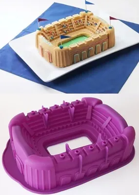 Produktbild von GKA XL Silikon Muffinbackform Stadion Fußballstadion Silikonbackform 33 cm Backform Silikonform Kinder Fußball