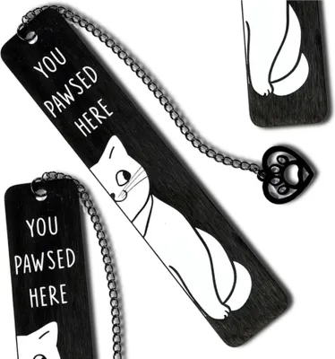 Produktbild von Schwarzes Lesezeichen aus Metall für ein Katzengeschenk