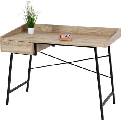 Produktbild von Konsolentisch HWC-J97, Schminktisch Ablagentisch, Schublade 3D-Struktur 98x114x60cm MVG-  Eiche-Optik