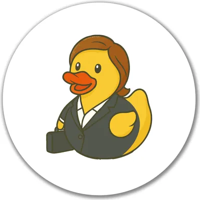 Produktbild von Huuraa Aufkleber Quietscheente Chefin Comic Gummiente 10cm rund Sticker Geschenkidee