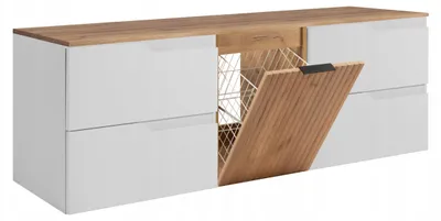 Obrázok produktu pre Rodan Skrinka pod umývadlo 160cm - s doskou a košom na bielizeň - Bielo-hnedá - MODERN