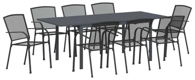 Produktbild von vidaXL Garten Essgruppe 9 pcs Anthrazit Stahl