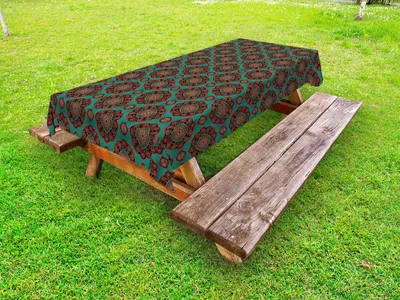 Produktbild von ABAKUHAUS orientalisch Tischdecke Outdoor, Muster mit Blumenmandala-Motiven Ostasiatische traditionelle bunte Verzierung, Mehrfarbig, 145x210cm