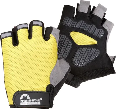 Produktbild von MAJESTIC SPORT Fahrradhandschuhe Radhandschuhe Herren Damen Halbfinger Größe L Limette schwarz