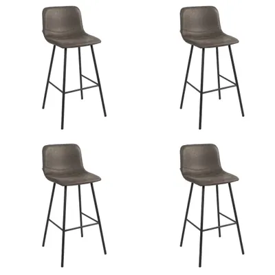 Zdjęcie produktu dla Krzesło barowe Bronx71, obicie skórzane, model Mikky, wysokość 65-78 cm, kolor antracytowy, zestaw 4 sztuki