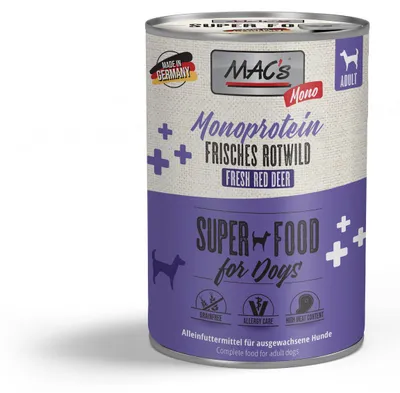 Zdjęcie produktu dla MAC's 6x400g Red deer mono mokra karma dla psów bezzbożowa i naturalna