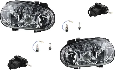 Produktbild von Johns, Scheinwerfer passend für VW Golf IV 1997-2003 Satz + H7 H1 H3 L R. m. Stellmotor 1J0941295B 1J0941295F 9948336 1J0941295C 6X0941295 6X0941295D