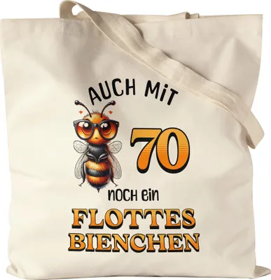 Produktbild von Auch mit 70 noch ein flottes Bienchen Jutebeutel 70. Geburtstag Frau Biene